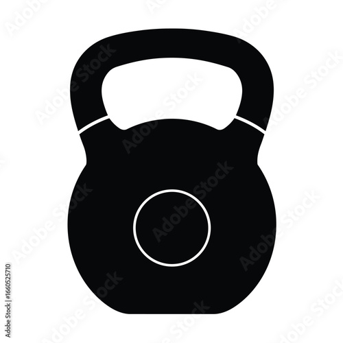 Black kettlebell with white circle detail fitness weight