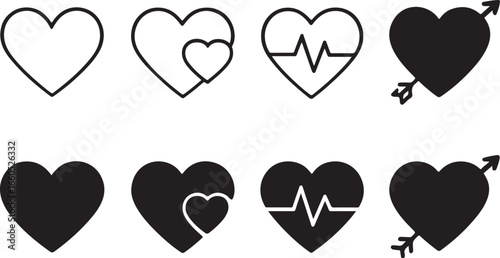 Set of heart shaped balloons vector illustration for Valentine love and romance