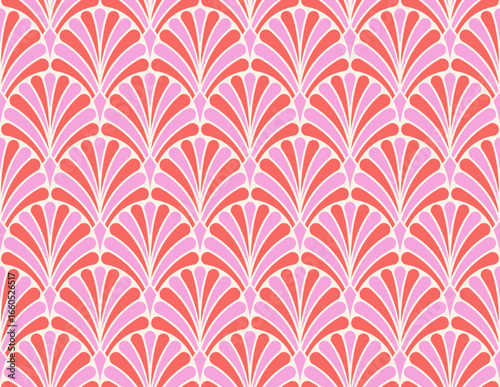 Abstract seamless pattern with art deco floral element. Geometric vector background.