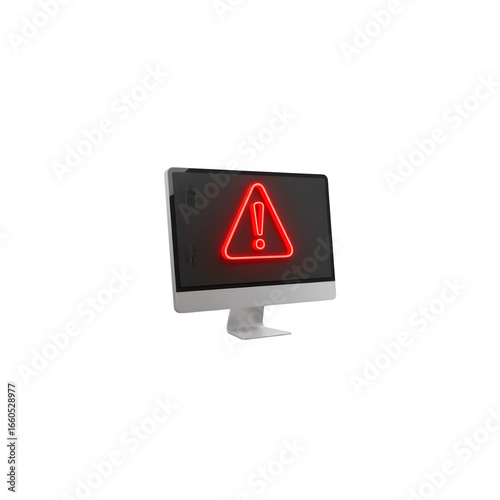 Alert Error Warning Message PNG – PC Monitor Danger Caution Sign with Exclamation Mark – Isolated on Transparent Background PNG for UI & System Design