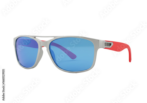 Isolated Modern Aviator Sunglasses with Blue Lenses