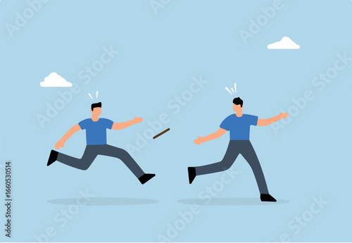 Fail baton pass, mistrust partner businessman fail Baton pass lose business competition