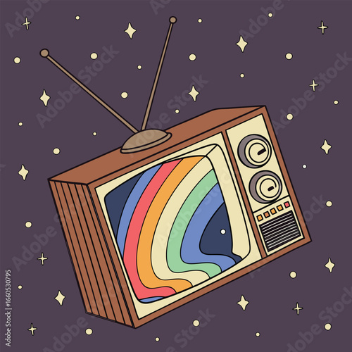 retro tv set with retro filter effect