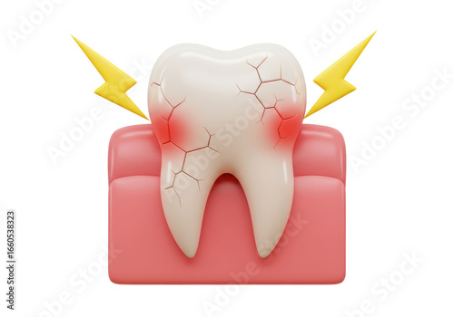 Isolated Cracked Tooth with Pain, Dental Problems Concept