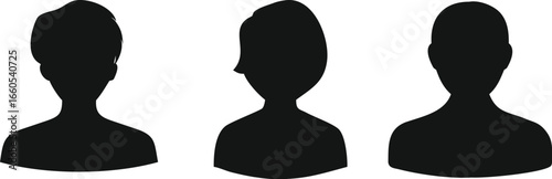 Diverse group silhouettes representing individuals and teams for profiles, concepts, and communication