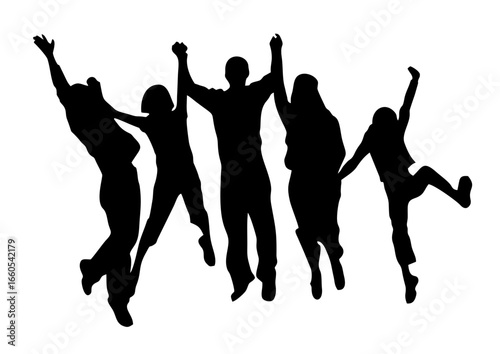 jumping dance party people silhouettes