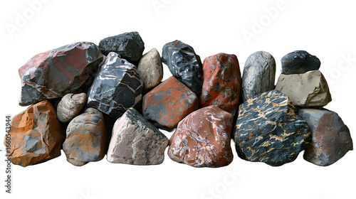 Pile of black stones on white background for natural spa and decorative design