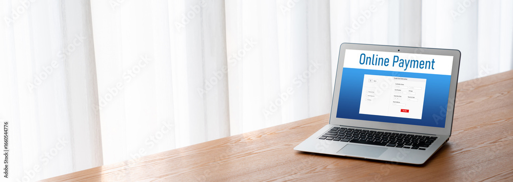 Fototapeta premium Online payment platform for modish money transfer on the internet netowrk