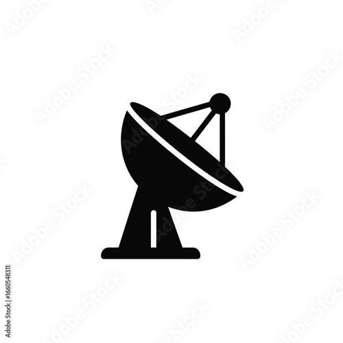 Black satellite dish icon antenna communication