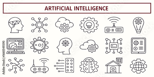 Collection of 40 minimal line icons for art and creative themes