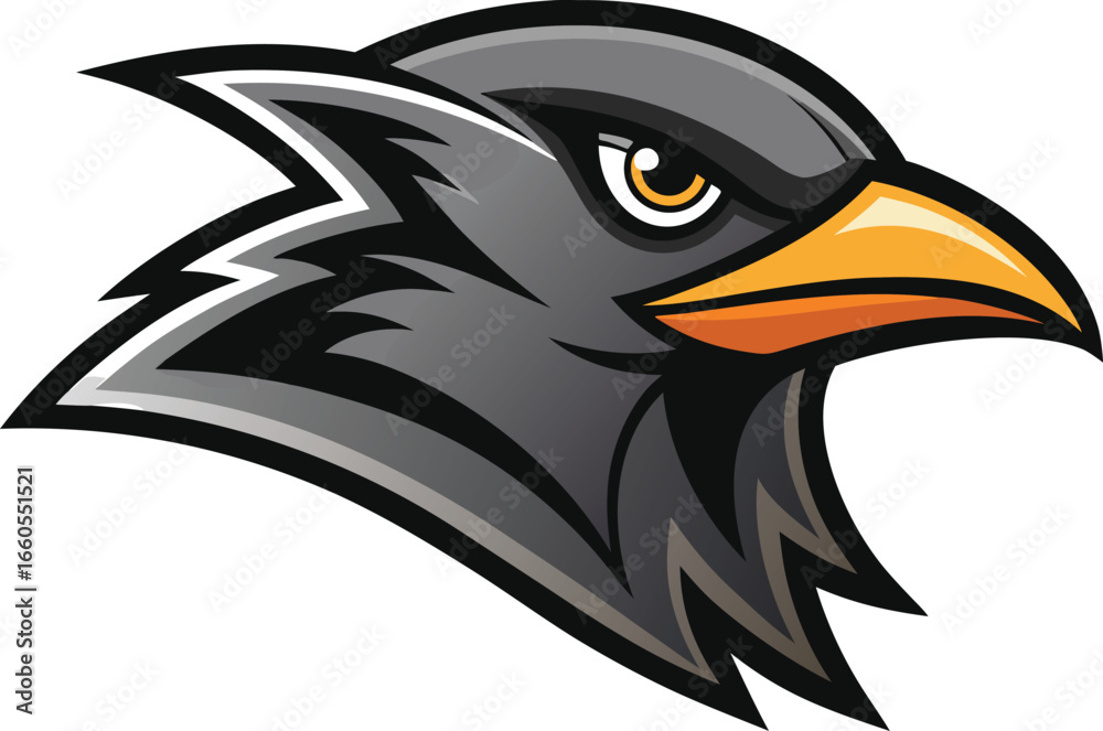 Fototapeta premium Bold outline black tern head mascot logo vector illustration scalable for sports teams and branding vector