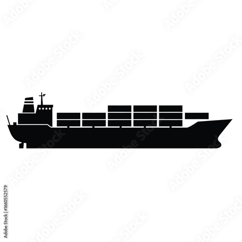 Cargo ship carrying containers across the sea vessel