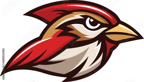 Bold chipping sparrow head mascot logo vector illustration scalable icon vector