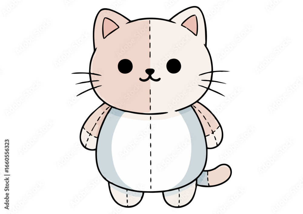Fototapeta premium Stylized happy cat character in vibrant colors on a cheerful yellow background, vector illustration 