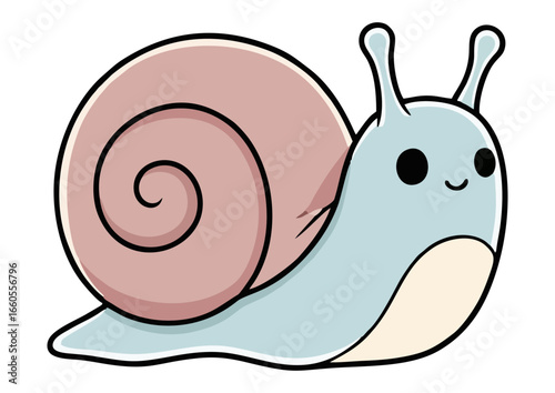 Cute cartoon snail character illustration with a colorful shell and happy expression
