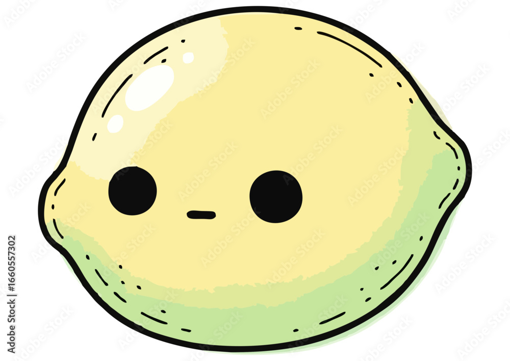 Fototapeta premium Bright lemon slice, cheerful mood, graphic illustration, vibrant blue background