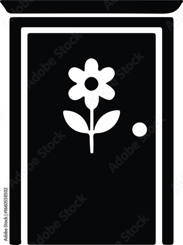 Illustrator Vector Women's restroom door sign simple monochrome silhouette