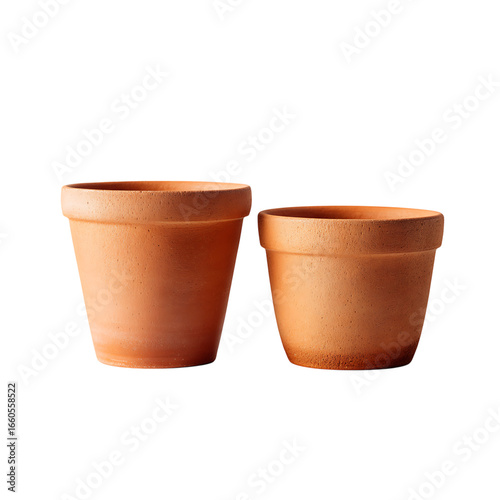 Two rustic terracotta plant pots displayed side by side, perfect for gardening inspiration and natural home decor projects.