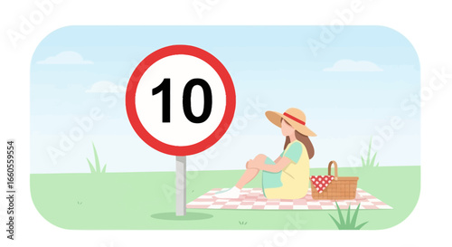 A Leisurely Picnic By The Sign, Spending A Peaceful Moment In The Park