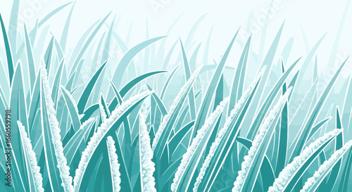 Abstract Green Grass Vector Illustration In Minimalist Style Background