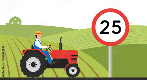 Agricultural Work On the Farm With a Speed Limit For Tractors Safety First