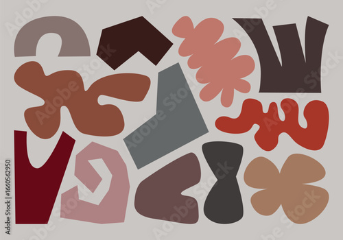 Wallpaper Mural Aesthetic abstract shapes, geometric figures, colorful silhouettes and spots in boho style. Hand drawn clouds, polygons, graphic elements, spots, doodles. Vector set of vintage frames and illustration Torontodigital.ca