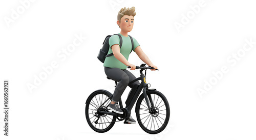 A cartoon depiction of a person riding a bicycle.