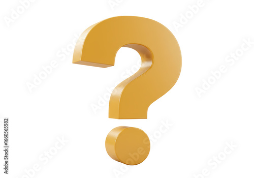 Isolated Yellow 3D Question Mark Symbol for Inquiry and Uncertainty