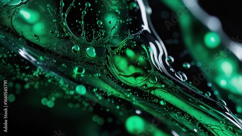 Modern Silicone Gel Background with Green and Black Translucent Effect

