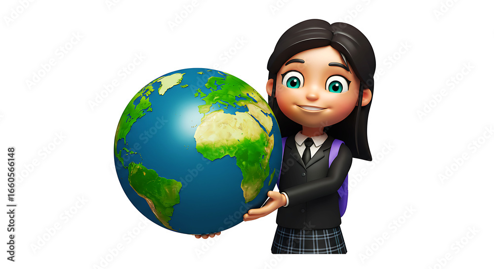 A girl holding the world, promoting environmental conservation and global awareness. A girl holding the world, promoting environmental conservation and global awareness.