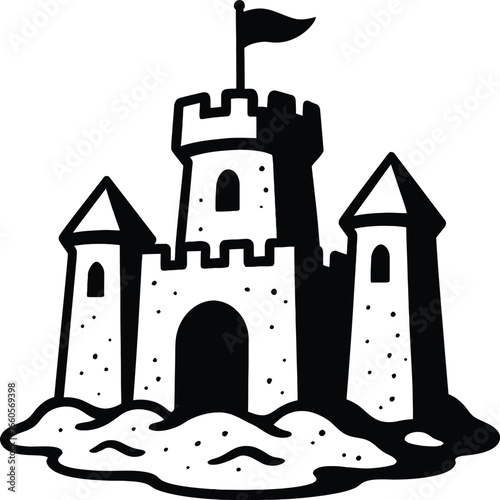 Sandcastle Icon Vector - Classic Symbol for Summer, Beach, and Vacation