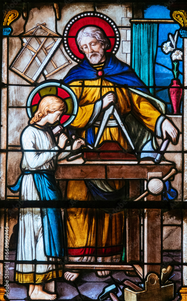 Obraz premium Jesus and St Joseph at work