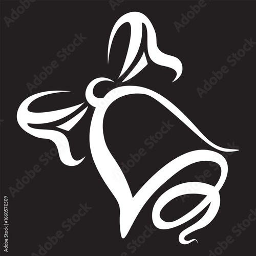 christmas bells with ribbon vector icon.