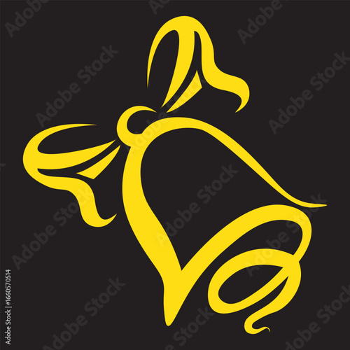 Variety of Black Silhouette Christmas Bells with Bows and Handles on White Background