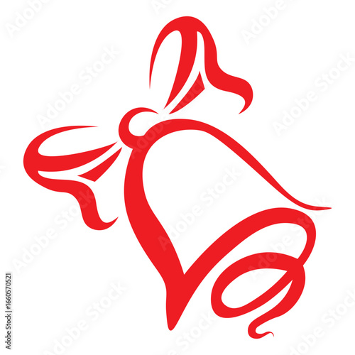 Variety of Black Silhouette Christmas Bells with Bows and Handles on White Background