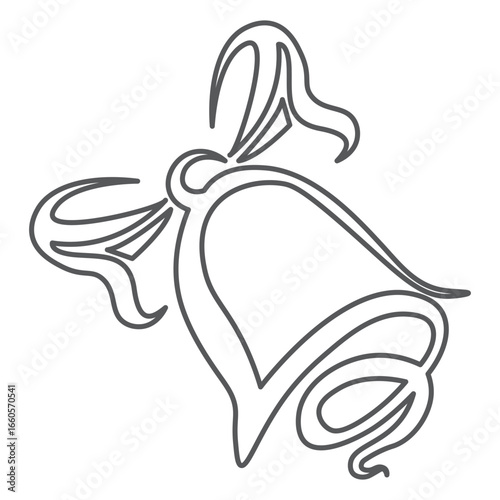 Variety of Black Silhouette Christmas Bells with Bows and Handles on White Background