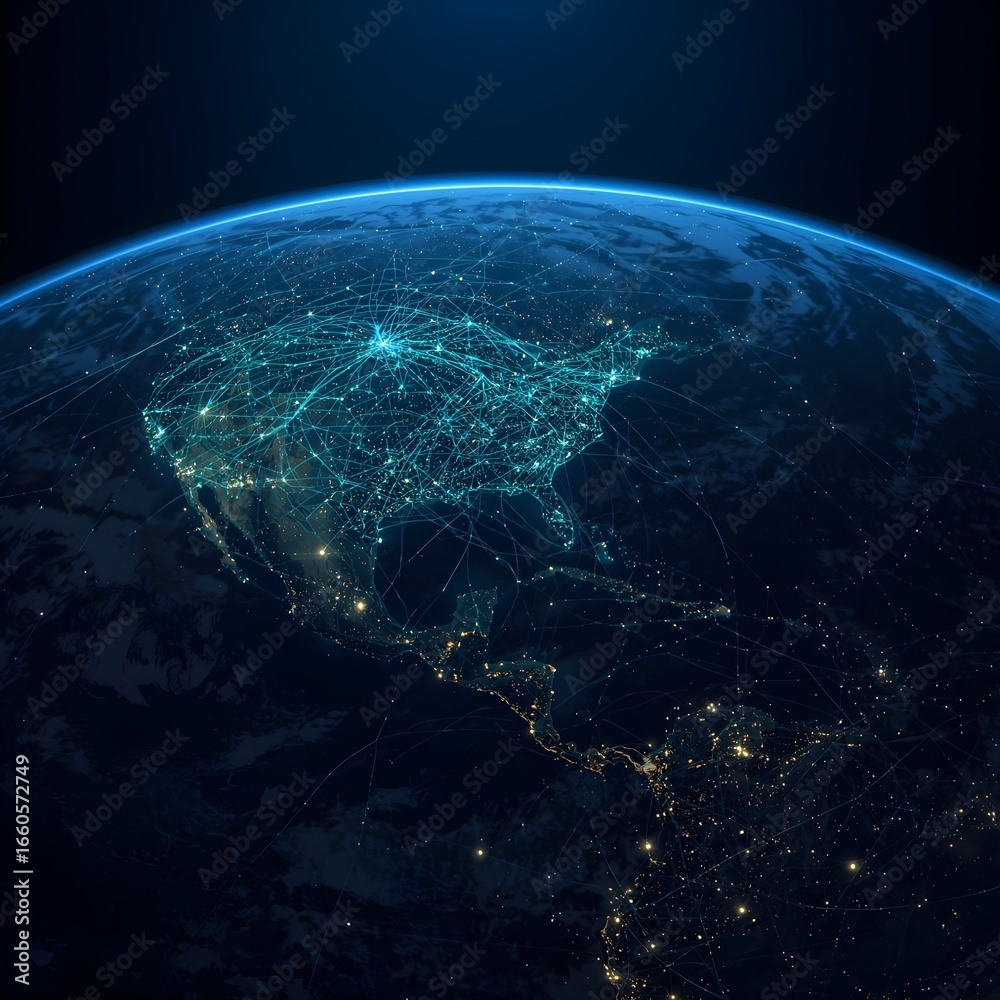 Obraz premium Planet Earth and Moon in Space with Stars and Oceans