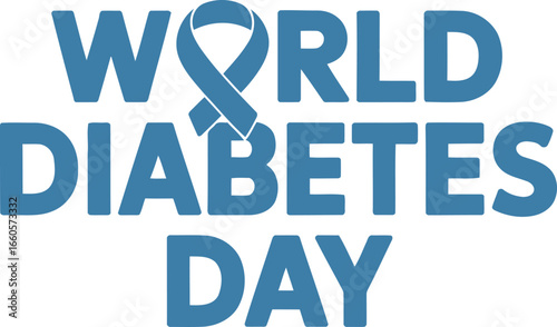 World Diabetes Day blue ribbon text graphic on white background diabetes awareness