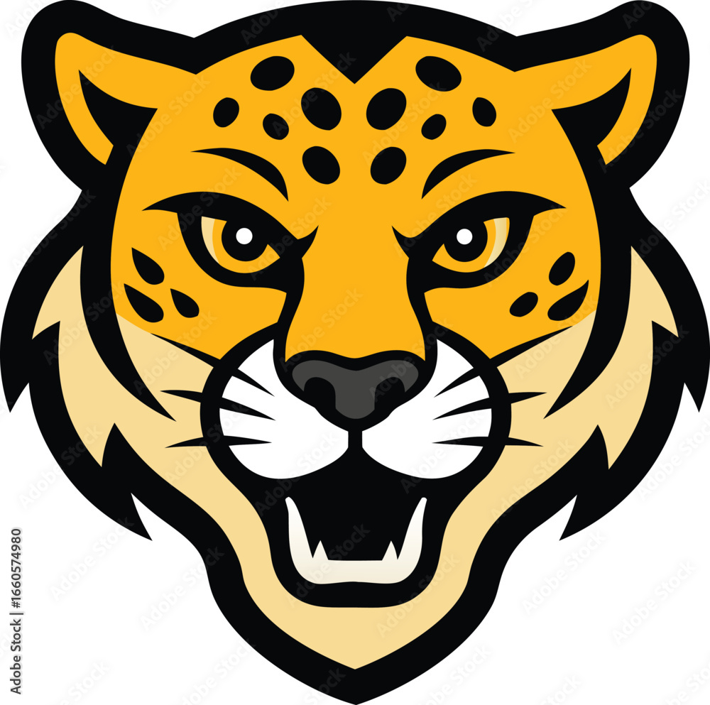 Fototapeta premium Bold outline leopard head mascot vector graphic for sports and branding vector