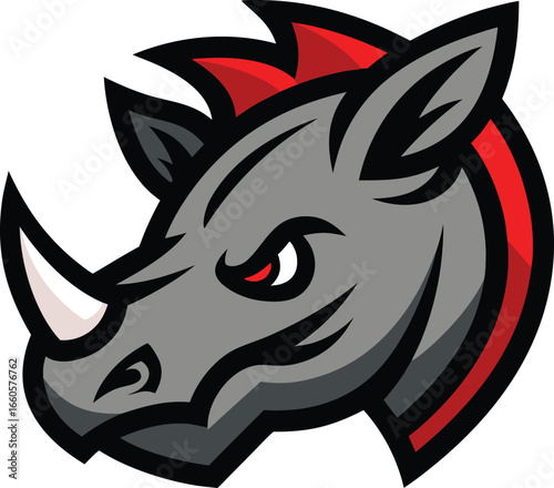 Bold outline rhinoceros head mascot logo vector illustration scalable graphic vector