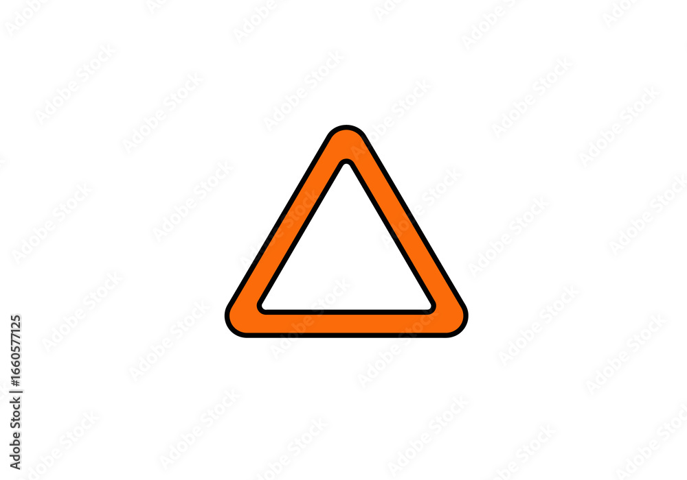 Orange Triangle Shape with Black Outline on White Background. Orange Triangle Shape with Black Outline on White Background.