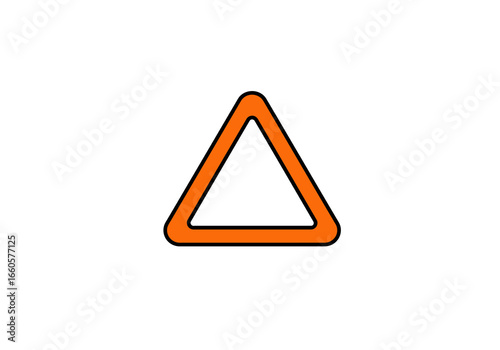 Orange Triangle Shape with Black Outline on White Background.