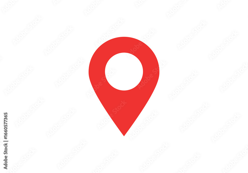 Fototapeta premium Red Location Pin Icon with White Center on White Background.