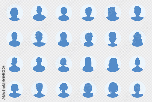 Simple Gray Avatar Icons Representing Male And Female Profiles.