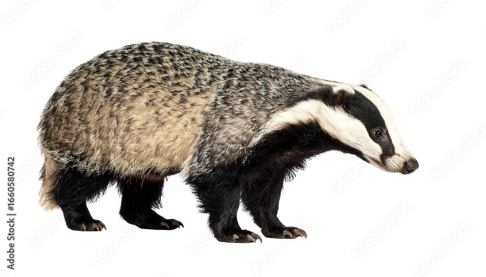 Naklejka premium European badger walking on transparent background