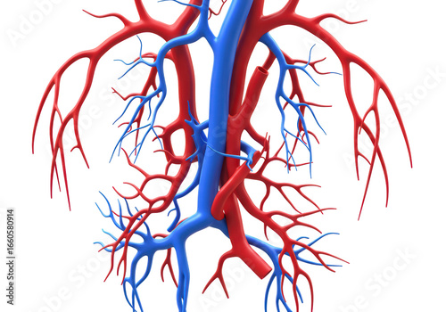 Fotografie Isolated 3D Medical Diagram of Arteries and Veins in the Circulatory System
