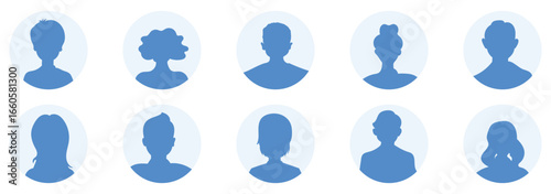 User people silhouette. Black silhouette people avatar. User people icons .Simple Gray Avatar Icons Representing Male And Female Profiles.