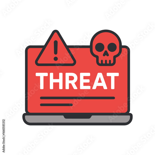 red threat screen flat icon color vector on white background
Vector color flat icon on white background