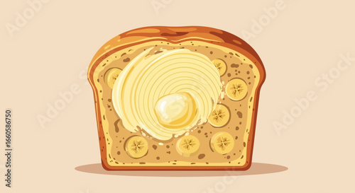 Delicious Banana Toast With Cream Illustration Perfect For Breakfast Meal