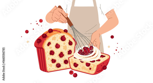 Delicious Cherry Cake Preparation At Home Perfect For Recipe Books And Illustrations